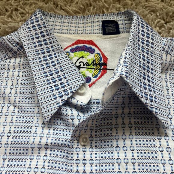 Robert Graham Intricate Geometric Weave Pattern French Cuff Button-Up Shirt XL - Picture 2 of 13